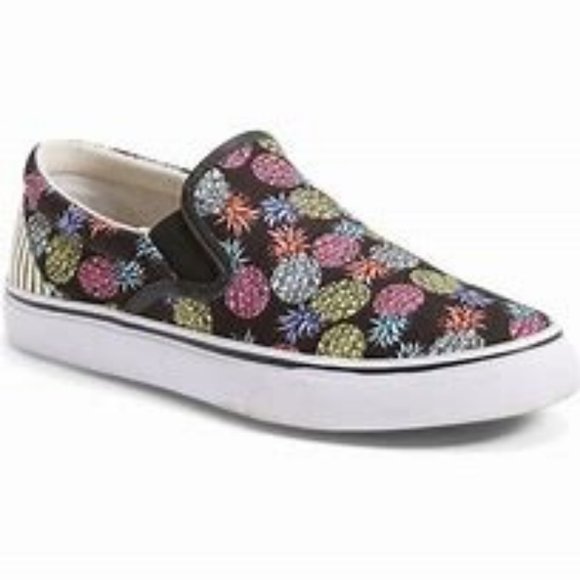 NWOT Sophia Webster Adele Pineapple Print Slip-On Sneaker 7 Black/Multi Canvas - Picture 14 of 14